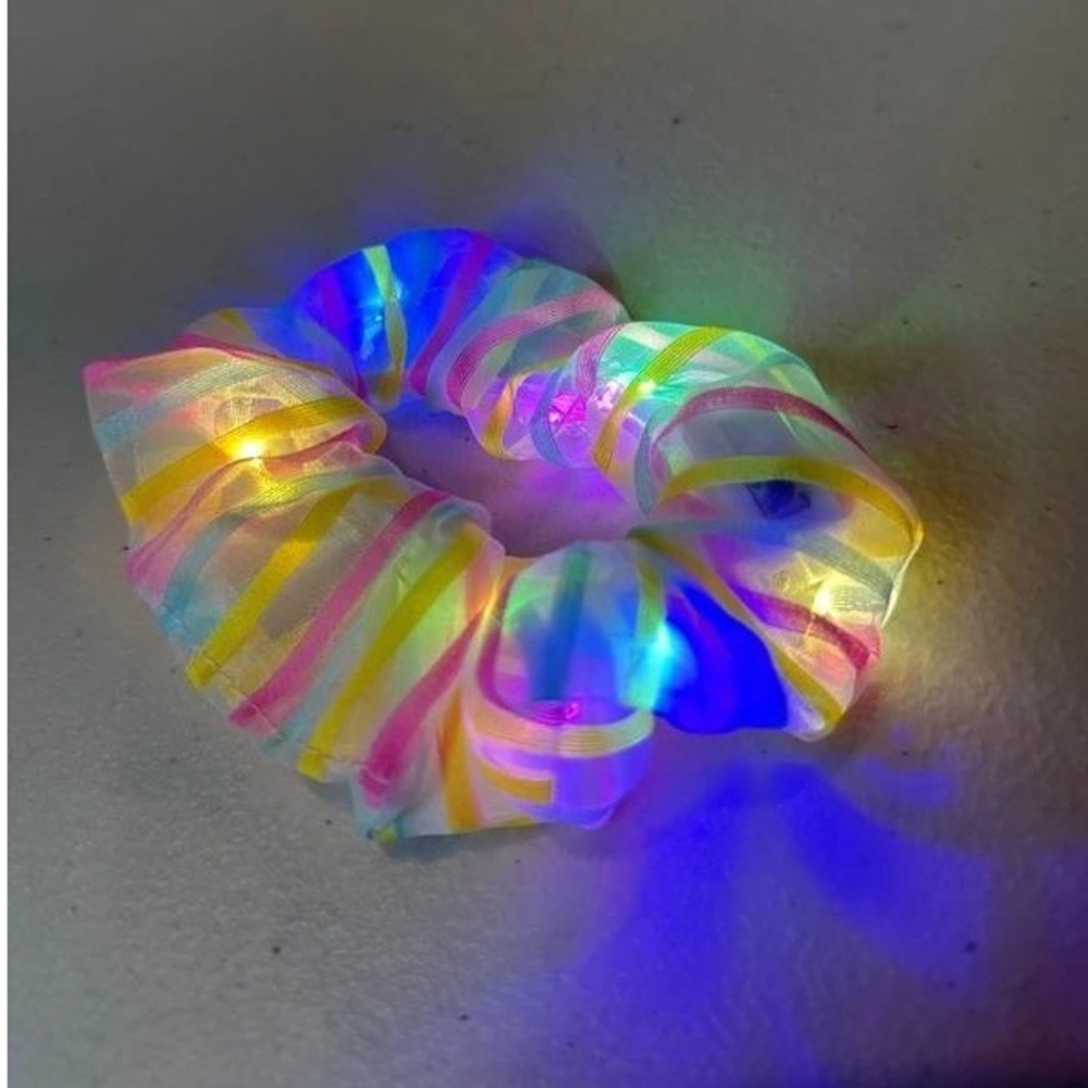 Random LED Hair Scrunchie Women OS Multicolor Excellent Light Up Rave Glow - Picture 4 of 4